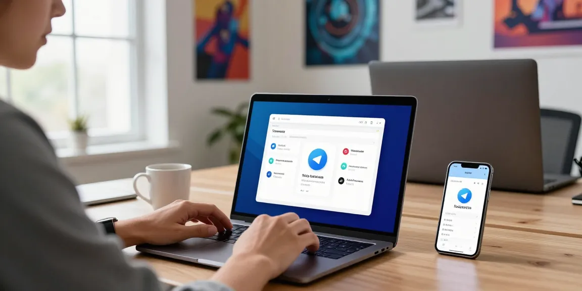 Setting up Telegram Chinese language interface in a modern tech workspace.